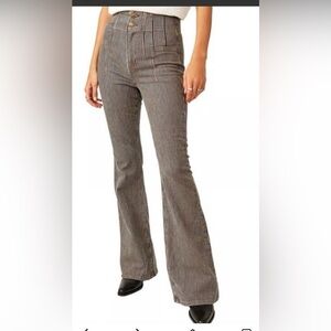 Free People We The Free Jayde Blue and White Striped Flare Jeans